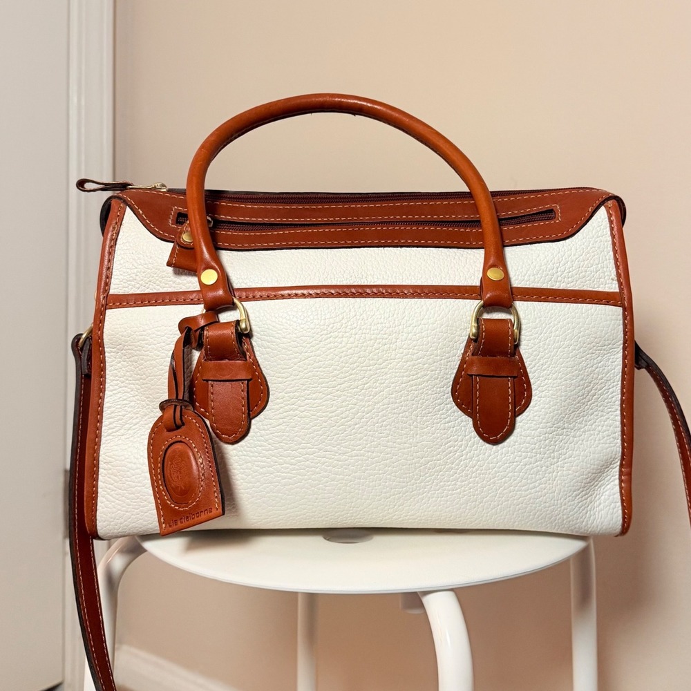 VTG 80s Liz Claiborne White Pebbled Leather Bag Shoulder Purse Y2K Crossbody
